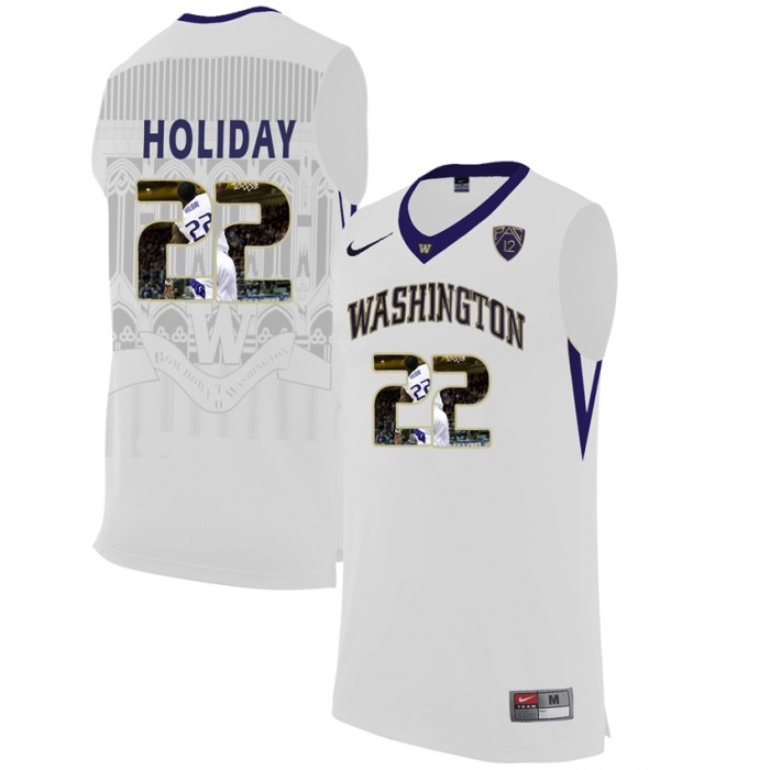 Washington Huskies Justin Holiday White NCAA College Basketball Player Portrait Fashion Jersey