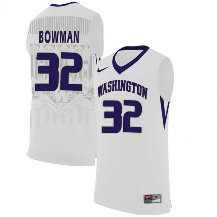 Washington Huskies #32 Greg Bowman White College Premier Basketball Jersey