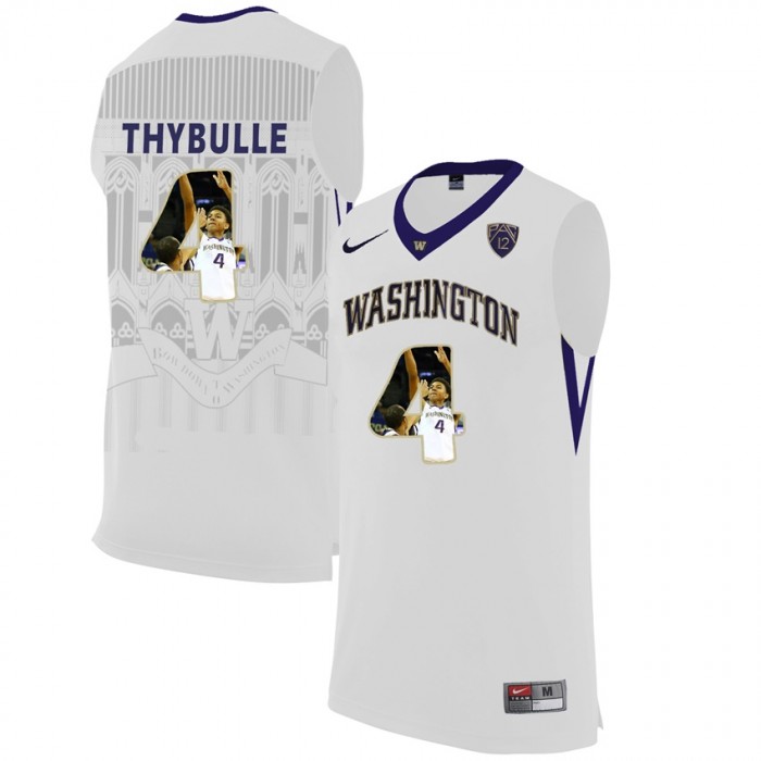 Washington Huskies Matisse Thybulle White NCAA College Basketball Player Portrait Fashion Jersey