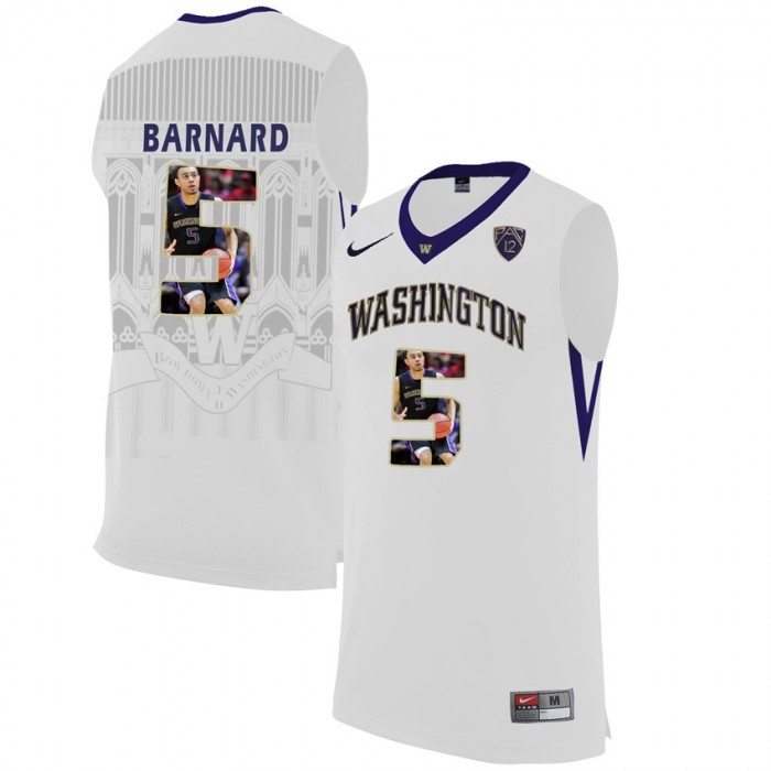 Washington Huskies Quin Barnard White NCAA College Basketball Player Portrait Fashion Jersey