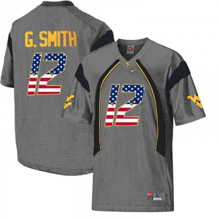 2017 US Flag Fashion Male West Virginia Mountaineers Geno Smith Gray College Football Limited Jersey