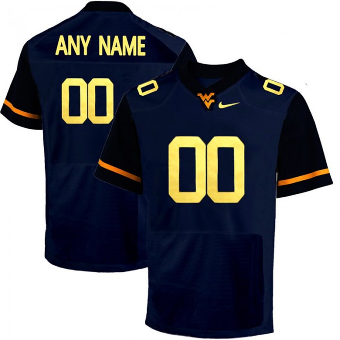 Male West Virginia Mountaineers Blue College Customized Limited Football Jersey