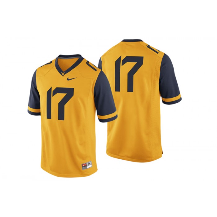 #17 Male West Virginia Mountaineers Gold College Football Game Performance Jersey