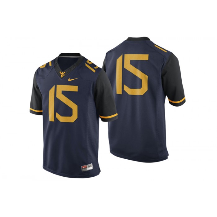 #15 Male West Virginia Mountaineers Navy College Football Game Performance Jersey