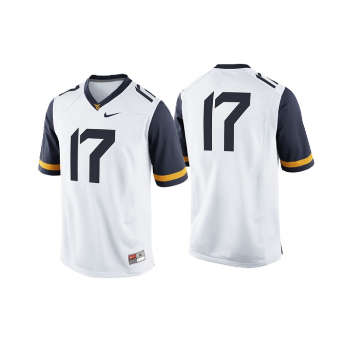 #17 Male West Virginia Mountaineers White College Football Game Performance Jersey