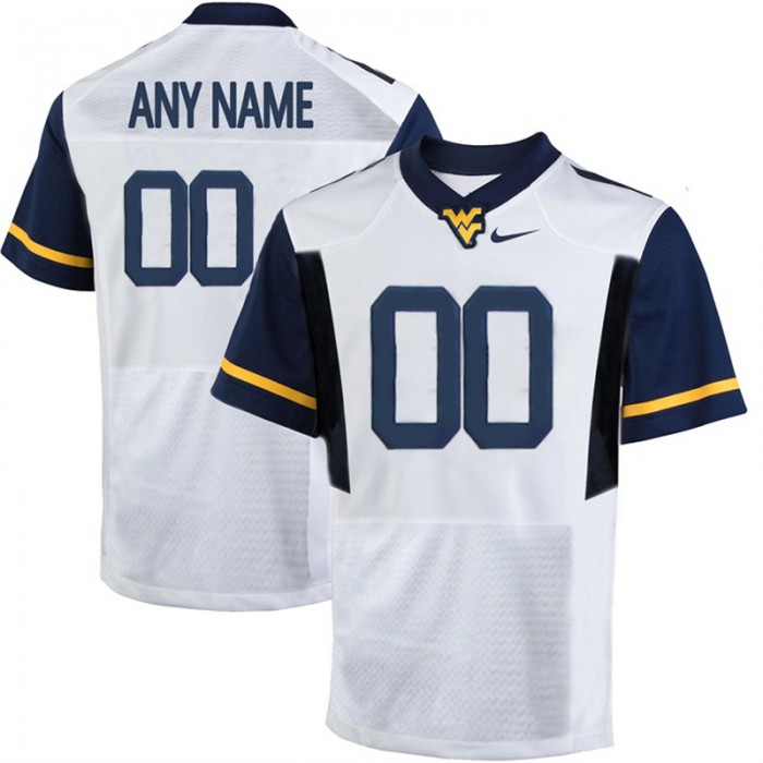 Male West Virginia Mountaineers White College Customized Limited Football Jersey