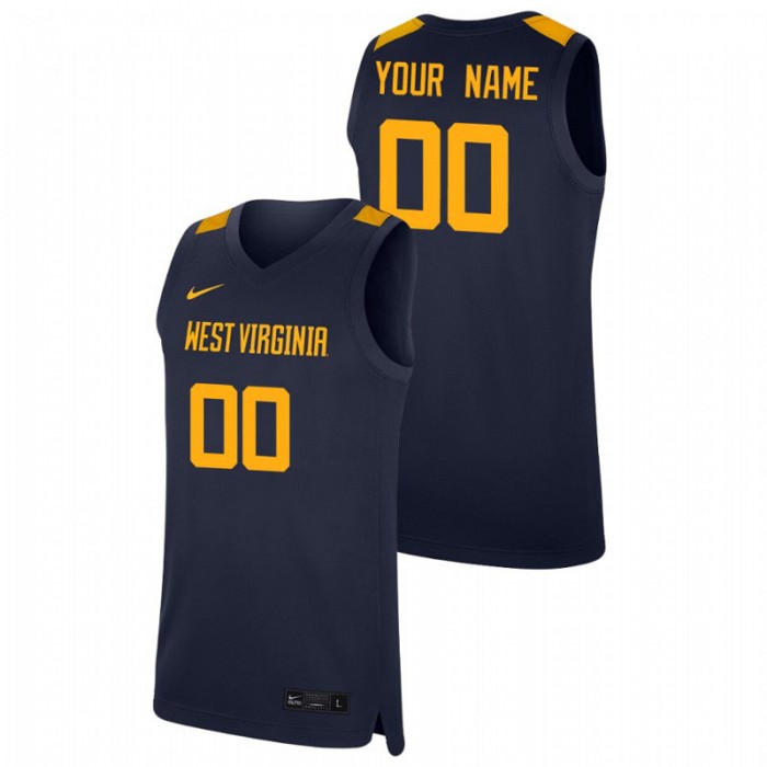 West Virginia Mountaineers College Basketball Navy Custom Replica Jersey For Men