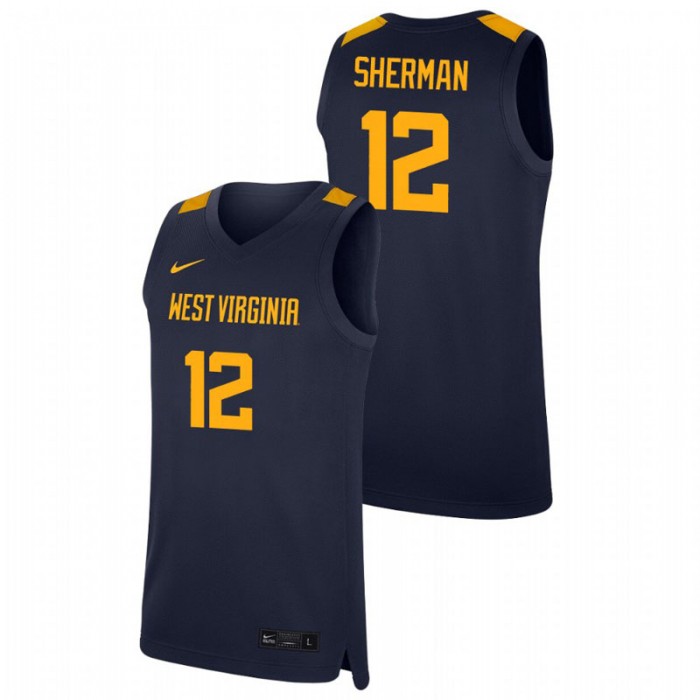 West Virginia Mountaineers College Basketball Navy Taz Sherman Replica Jersey For Men