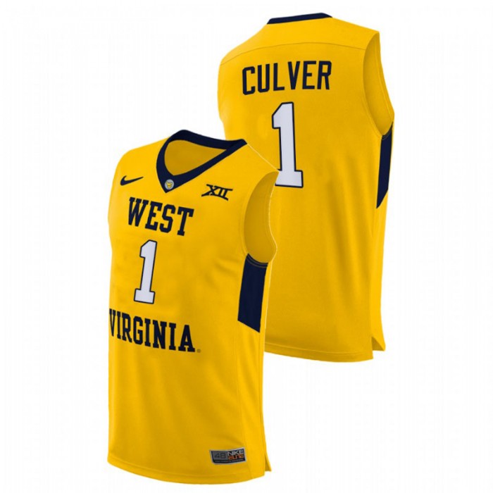 West Virginia Mountaineers Alternate Derek Culver Authentic Jersey Yellow Men