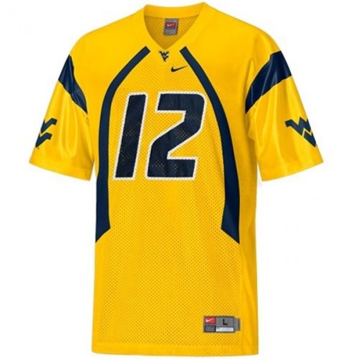 West Virginia Mountaineers #12 Geno Smith Gold Football For Men Jersey
