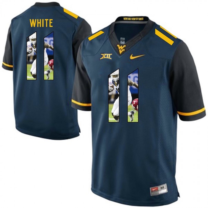 West Virginia Mountaineers Football Blue College Kevin White Jersey