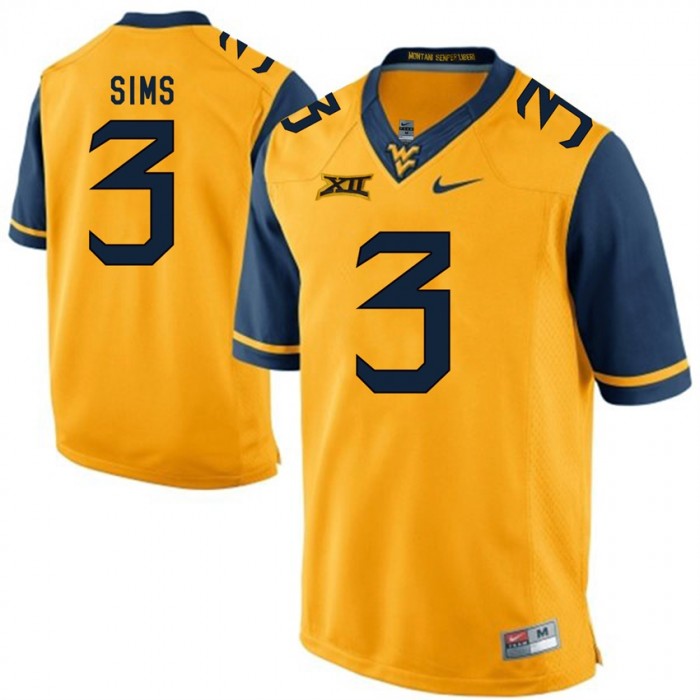 West Virginia Mountaineers Charles Sims Gold Alumni College Football Jersey