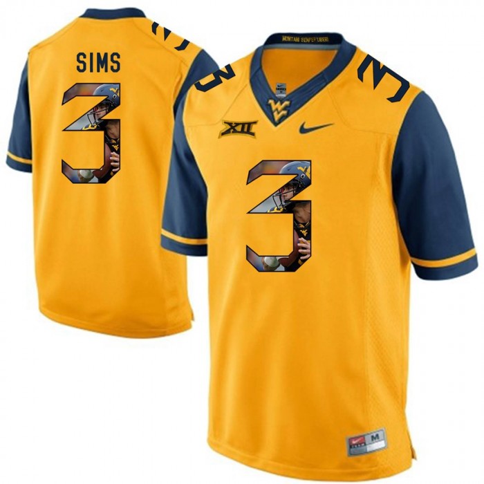 West Virginia Mountaineers Football Gold College Charles Sims Jersey