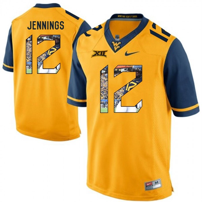 West Virginia Mountaineers Football Gold College Gary Jennings Jersey