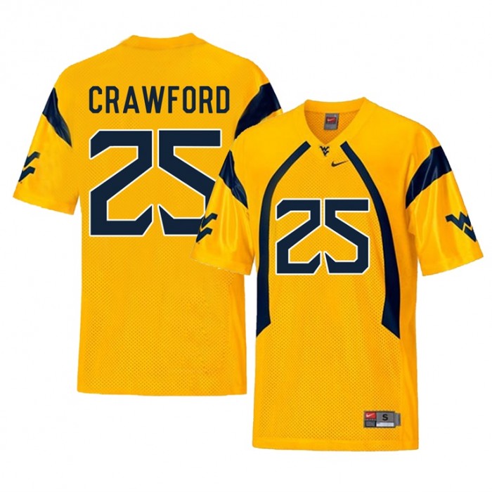 West Virginia Mountaineers Football Gold College Justin Crawford Jersey