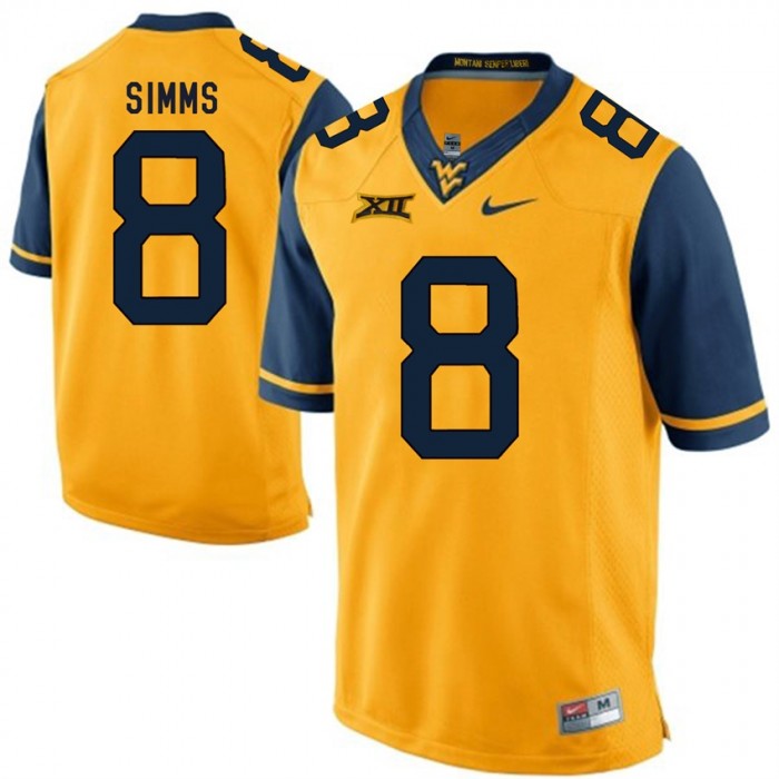 West Virginia Mountaineers Marcus Simms Gold Alumni College Football Jersey
