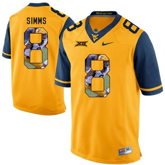West Virginia Mountaineers Football Gold College Marcus Simms Jersey
