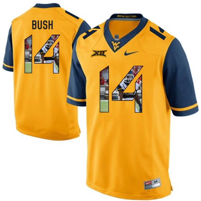 West Virginia Mountaineers Football Gold College Tevin Bush Jersey
