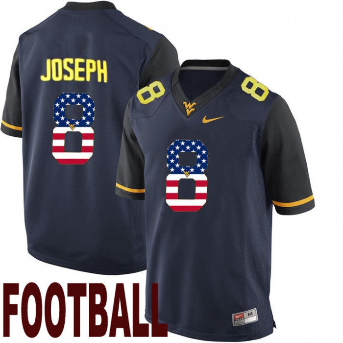 West Virginia Mountaineers #8 Karl Joseph Navy USA Flag College Football Fashion Jersey