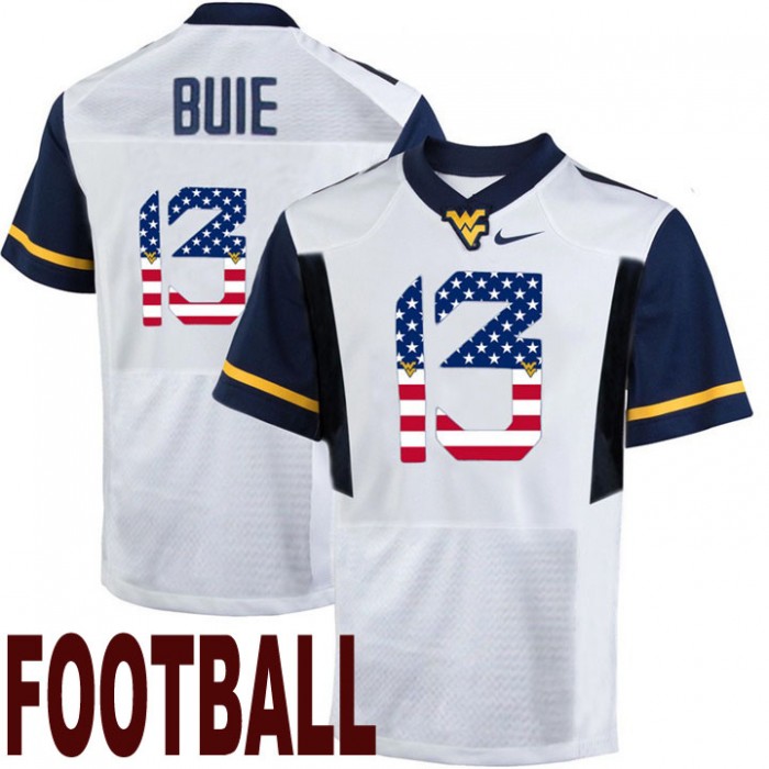 West Virginia Mountaineers #13 Andrew Buie White USA Flag College Football Fashion Jersey