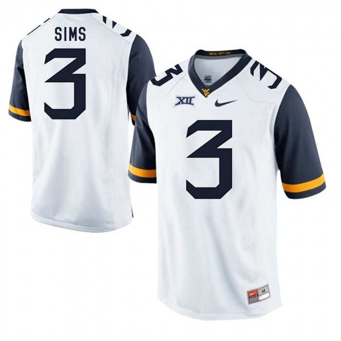 West Virginia Mountaineers Charles Sims White Alumni College Football Jersey