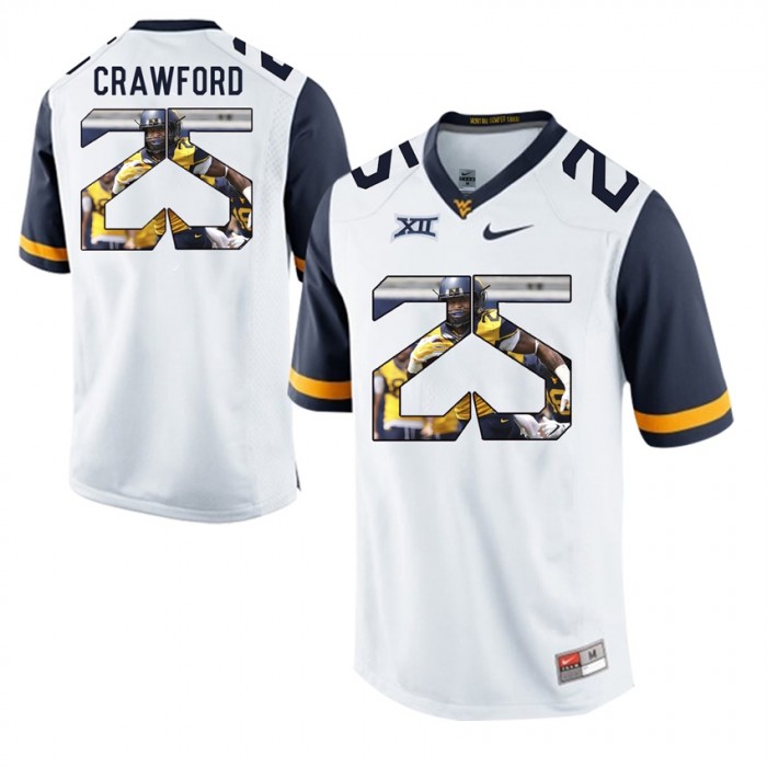 West Virginia Mountaineers Football White College Justin Crawford Jersey