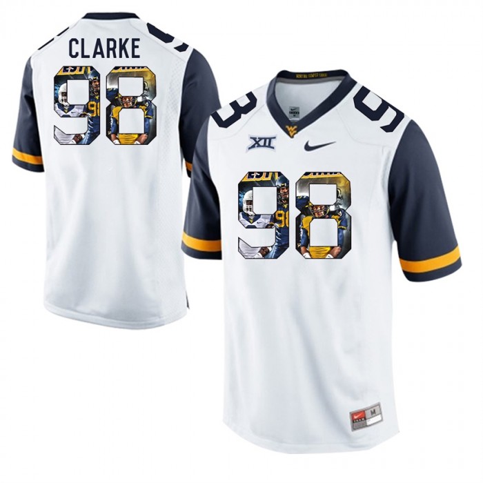 West Virginia Mountaineers Football White College Will Clarke Jersey