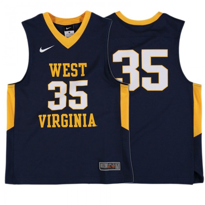Youth West Virginia Mountaineers #35 Navy Basketball Performance Jersey