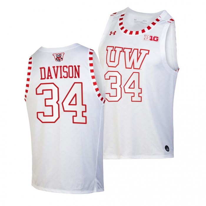 Brad Davison Jersey Wisconsin Badgers 2021-22 By The Players Alternate Basketball Jersey-White