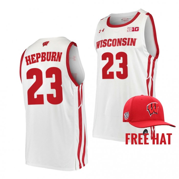 Chucky Hepburn College Basketball Wisconsin Badgers #23 White Free Hat Jersey