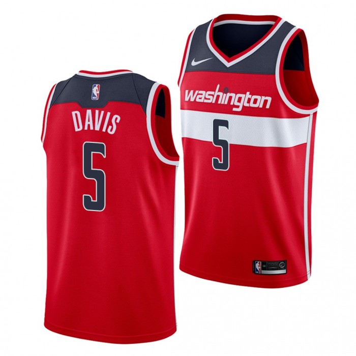 2022 NBA Draft Johnny Davis #5 Wizards Red Icon Edition Jersey Wisconsin Badgers