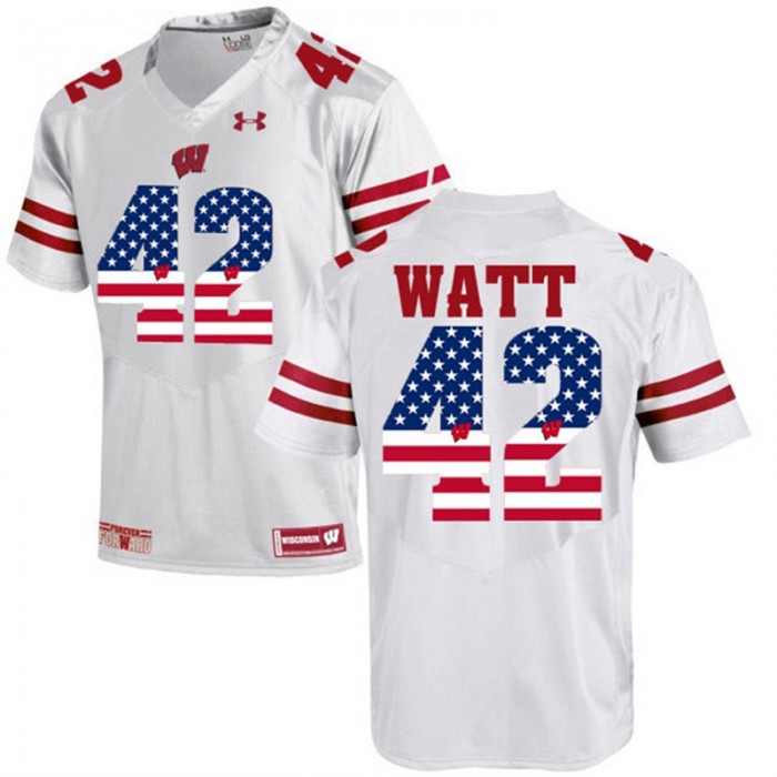 2017 US Flag Fashion Male Wisconsin Badgers T.J Watt White College Football Limited Jersey