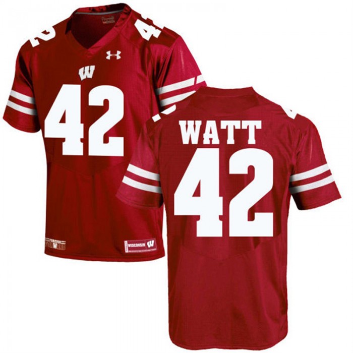 Male Wisconsin Badgers T.J. Watt Red NCAA Alumni Football Game Jersey