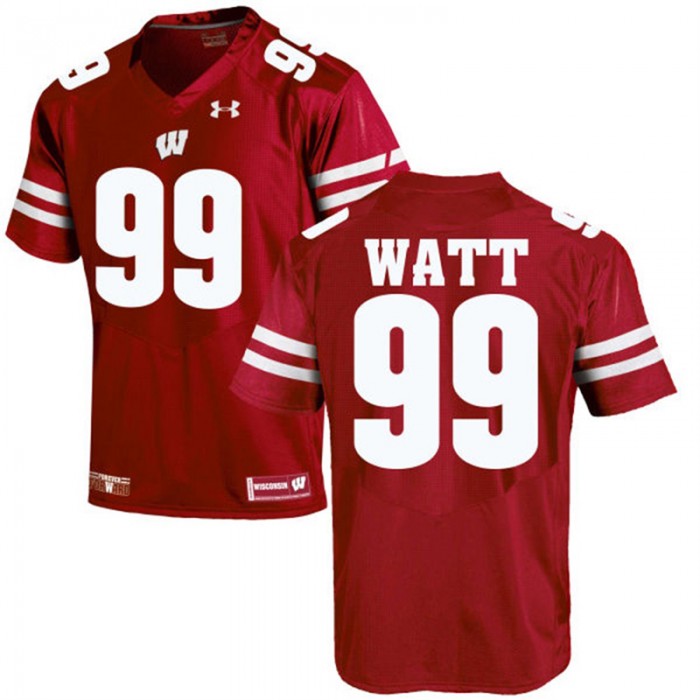 Male Wisconsin Badgers J.J. Watt Red NCAA Alumni Football Game Jersey