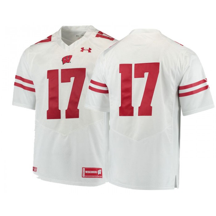 #17 Male Wisconsin Badgers White College Football Performance Jersey