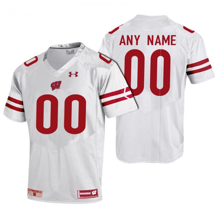 Male Wisconsin Badgers White Customized Premier Jersey