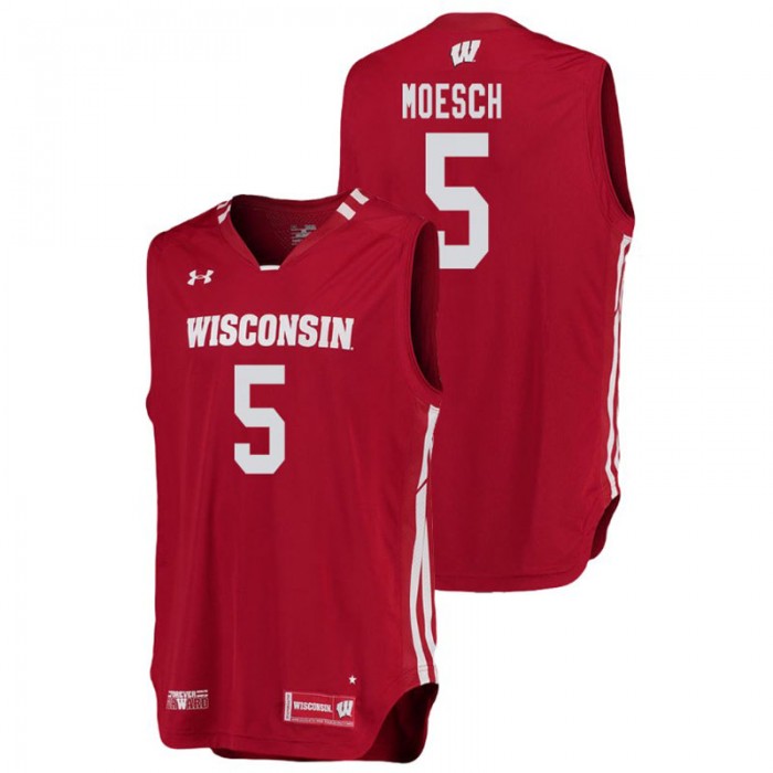 Wisconsin Badgers College Basketball Red Aaron Moesch Replica Jersey