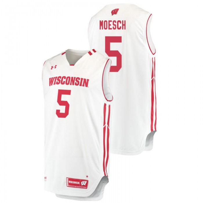 Wisconsin Badgers College Basketball White Aaron Moesch Replica Jersey
