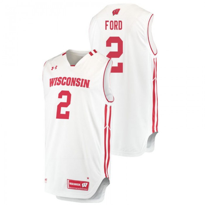 Wisconsin Badgers College Basketball White Aleem Ford Replica Jersey