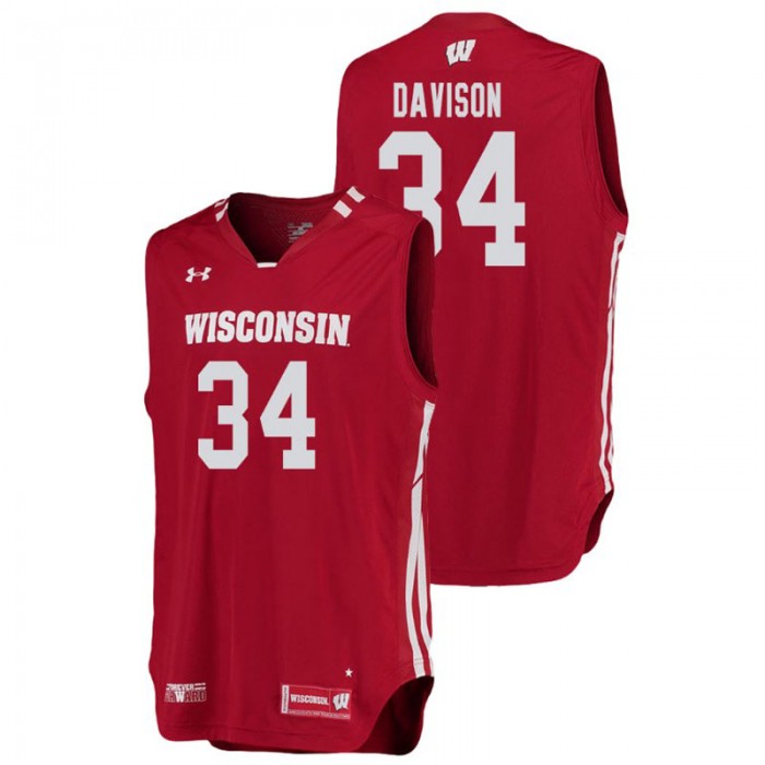 Wisconsin Badgers College Basketball Red Brad Davison Replica Jersey