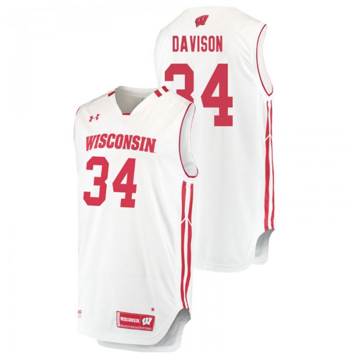Wisconsin Badgers College Basketball White Brad Davison Replica Jersey