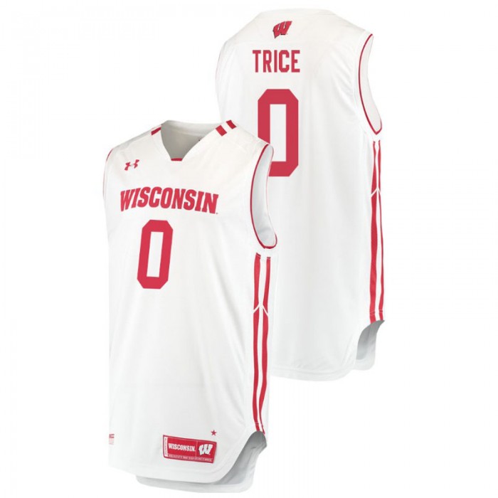 Wisconsin Badgers College Basketball White D'Mitrik Trice Replica Jersey