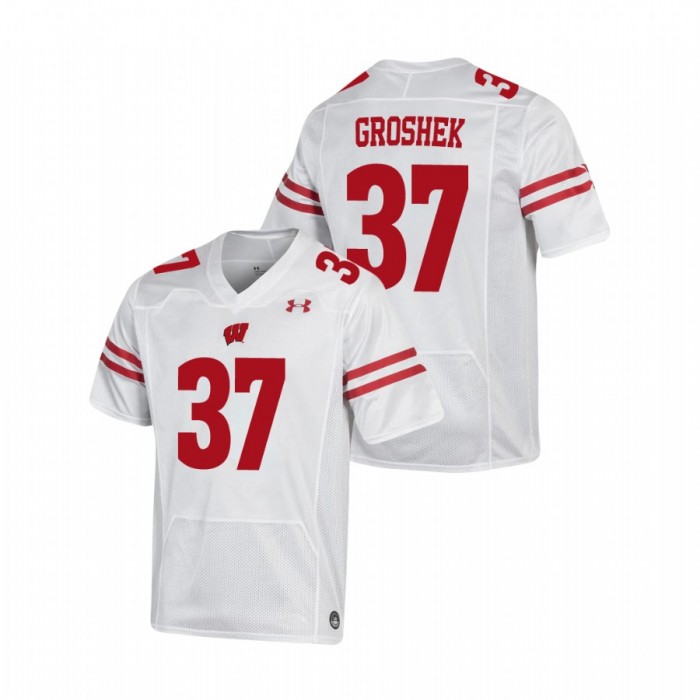 Garrett Groshek Wisconsin Badgers Replica White Football Jersey