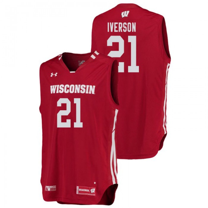 Wisconsin Badgers College Basketball Red Khalil Iverson Replica Jersey