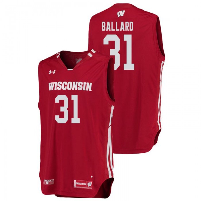 Wisconsin Badgers College Basketball Red Michael Ballard Replica Jersey