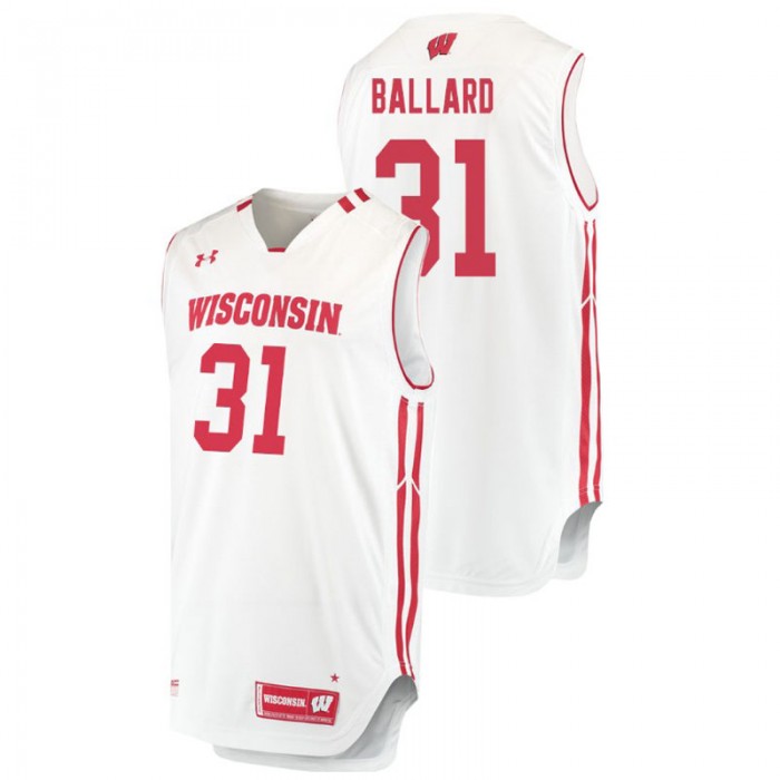 Wisconsin Badgers College Basketball White Michael Ballard Replica Jersey