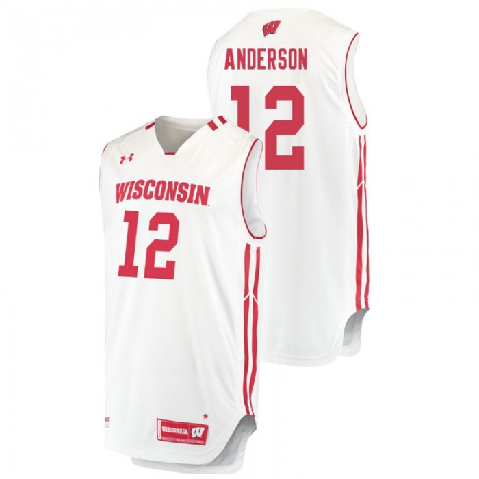 Wisconsin Badgers College Basketball White Trevor Anderson Replica Jersey