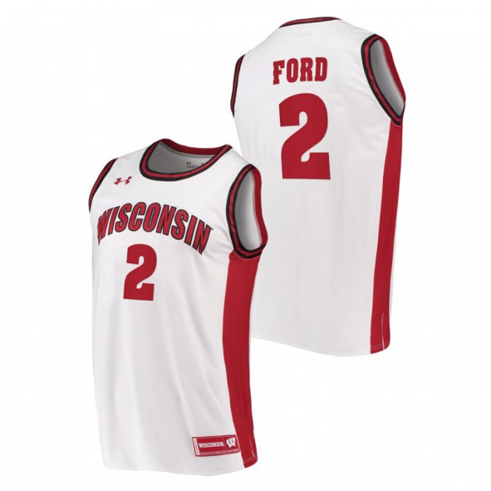 Wisconsin Badgers Replica Aleem Ford College Basketball Jersey White Men