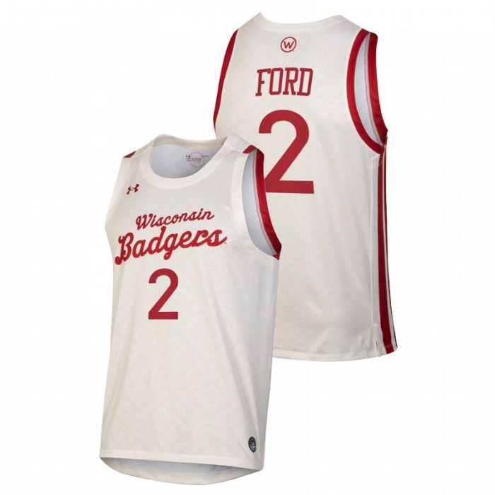 Wisconsin Badgers Throwback Aleem Ford College Basketball Jersey White Men