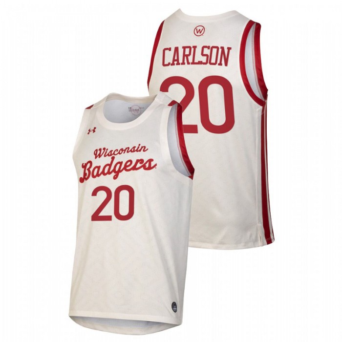 Wisconsin Badgers Throwback Ben Carlson College Basketball Jersey White Men